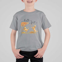 Funny Hello Fall Thanksgiving Golden Retriever T Shirt For Kid - Wonder Print Shop