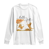 Funny Hello Fall Thanksgiving Golden Retriever Long Sleeve Shirt - Wonder Print Shop