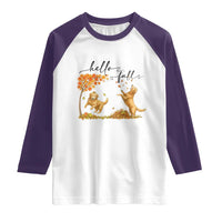 Funny Hello Fall Thanksgiving Golden Retriever Raglan Shirt - Wonder Print Shop