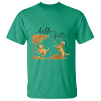 Funny Hello Fall Thanksgiving Golden Retriever T Shirt - Wonder Print Shop