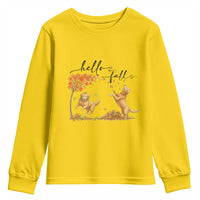 Funny Hello Fall Thanksgiving Golden Retriever Youth Sweatshirt - Wonder Print Shop