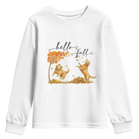 Funny Hello Fall Thanksgiving Golden Retriever Youth Sweatshirt - Wonder Print Shop