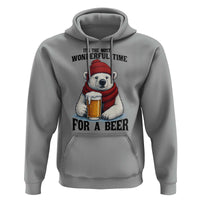 It is The Most Wonderful Time For A Beer Hoodie Funny Polar Bear Drinking Beer - Wonder Print Shop