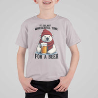 It is The Most Wonderful Time For A Beer T Shirt For Kid Funny Polar Bear Drinking Beer - Wonder Print Shop