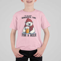 It is The Most Wonderful Time For A Beer T Shirt For Kid Funny Polar Bear Drinking Beer - Wonder Print Shop