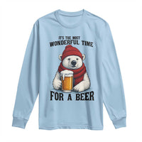 It is The Most Wonderful Time For A Beer Long Sleeve Shirt Funny Polar Bear Drinking Beer - Wonder Print Shop