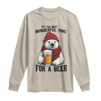 It is The Most Wonderful Time For A Beer Long Sleeve Shirt Funny Polar Bear Drinking Beer - Wonder Print Shop