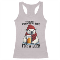 It is The Most Wonderful Time For A Beer Racerback Tank Top Funny Polar Bear Drinking Beer - Wonder Print Shop