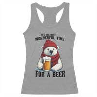 It is The Most Wonderful Time For A Beer Racerback Tank Top Funny Polar Bear Drinking Beer - Wonder Print Shop