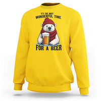 It is The Most Wonderful Time For A Beer Sweatshirt Funny Polar Bear Drinking Beer - Wonder Print Shop