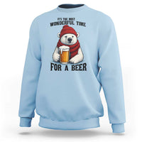 It is The Most Wonderful Time For A Beer Sweatshirt Funny Polar Bear Drinking Beer - Wonder Print Shop