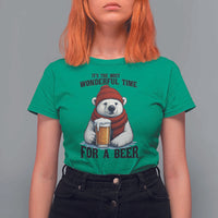 It is The Most Wonderful Time For A Beer T Shirt For Women Funny Polar Bear Drinking Beer - Wonder Print Shop