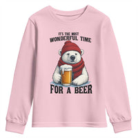 It is The Most Wonderful Time For A Beer Youth Sweatshirt Funny Polar Bear Drinking Beer - Wonder Print Shop