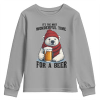 It is The Most Wonderful Time For A Beer Youth Sweatshirt Funny Polar Bear Drinking Beer - Wonder Print Shop