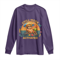Chill Mode Activated Long Sleeve Shirt Funny Sloth Summer Beach Vibes - Wonder Print Shop