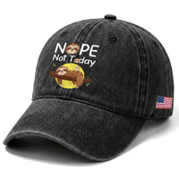 Nope Not Today Washed Cotton Baseball Cap Funny Sloth Lover Gift