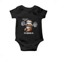 Funny Gym Sloth Baby Onesie Not Fast Just Furious - Wonder Print Shop