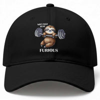Funny Gym Sloth Baseball Cap Not Fast Just Furious