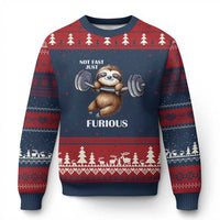 Funny Gym Sloth Ugly Christmas Sweater Not Fast Just Furious - Wonder Print Shop