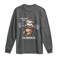 Funny Gym Sloth Long Sleeve Shirt Not Fast Just Furious - Wonder Print Shop