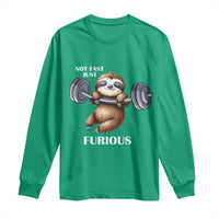 Funny Gym Sloth Long Sleeve Shirt Not Fast Just Furious - Wonder Print Shop