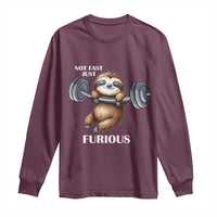 Funny Gym Sloth Long Sleeve Shirt Not Fast Just Furious - Wonder Print Shop