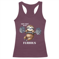 Funny Gym Sloth Racerback Tank Top Not Fast Just Furious - Wonder Print Shop