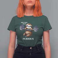 Funny Gym Sloth T Shirt For Women Not Fast Just Furious - Wonder Print Shop