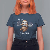 Funny Gym Sloth T Shirt For Women Not Fast Just Furious - Wonder Print Shop