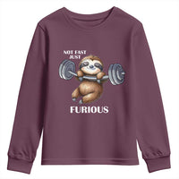 Funny Gym Sloth Youth Sweatshirt Not Fast Just Furious - Wonder Print Shop