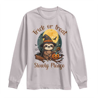 Funny Halloween Sloth Long Sleeve Shirt Trick Or Treat Slowly Please - Wonder Print Shop