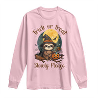Funny Halloween Sloth Long Sleeve Shirt Trick Or Treat Slowly Please - Wonder Print Shop