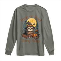 Funny Halloween Sloth Long Sleeve Shirt Trick Or Treat Slowly Please - Wonder Print Shop