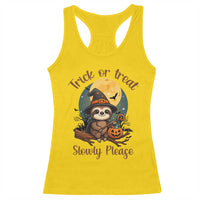 Funny Halloween Sloth Racerback Tank Top Trick Or Treat Slowly Please - Wonder Print Shop