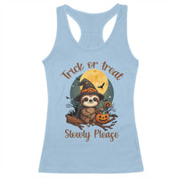 Funny Halloween Sloth Racerback Tank Top Trick Or Treat Slowly Please - Wonder Print Shop