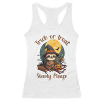 Funny Halloween Sloth Racerback Tank Top Trick Or Treat Slowly Please - Wonder Print Shop