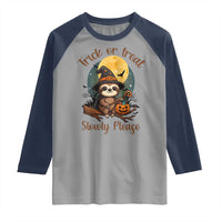 Funny Halloween Sloth Raglan Shirt Trick Or Treat Slowly Please - Wonder Print Shop