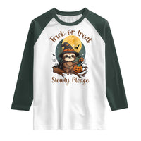 Funny Halloween Sloth Raglan Shirt Trick Or Treat Slowly Please - Wonder Print Shop