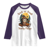 Funny Halloween Sloth Raglan Shirt Trick Or Treat Slowly Please - Wonder Print Shop