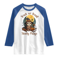 Funny Halloween Sloth Raglan Shirt Trick Or Treat Slowly Please - Wonder Print Shop