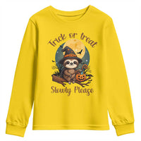 Funny Halloween Sloth Youth Sweatshirt Trick Or Treat Slowly Please - Wonder Print Shop