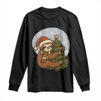 Funny Xmas Long Sleeve Shirt Slothin Around The Christmas Tree - Wonder Print Shop