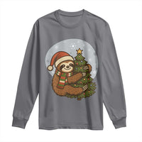 Funny Xmas Long Sleeve Shirt Slothin Around The Christmas Tree - Wonder Print Shop