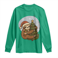 Funny Xmas Long Sleeve Shirt Slothin Around The Christmas Tree - Wonder Print Shop