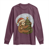 Funny Xmas Long Sleeve Shirt Slothin Around The Christmas Tree - Wonder Print Shop
