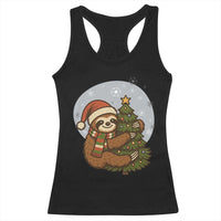 Funny Xmas Racerback Tank Top Slothin Around The Christmas Tree - Wonder Print Shop