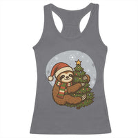Funny Xmas Racerback Tank Top Slothin Around The Christmas Tree - Wonder Print Shop