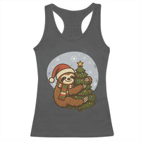 Funny Xmas Racerback Tank Top Slothin Around The Christmas Tree - Wonder Print Shop