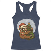 Funny Xmas Racerback Tank Top Slothin Around The Christmas Tree - Wonder Print Shop