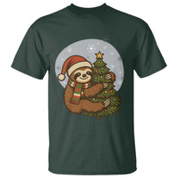 Funny Xmas T Shirt Slothin Around The Christmas Tree - Wonder Print Shop